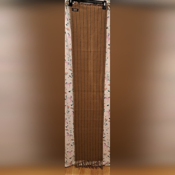 Vintage Y2K Coach Brown Merino Wool & Cashmere Casual Neutral Boho Scarf Wrap - Picture 4 of 8